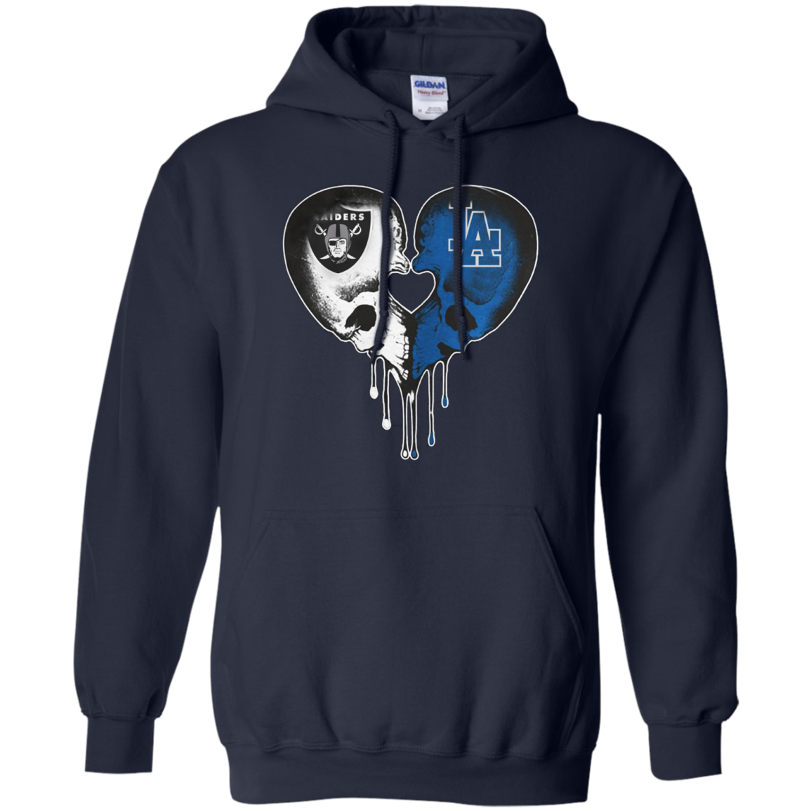 Oakland Raiders and Los Angeles Dodgers skull shirt, hoodie