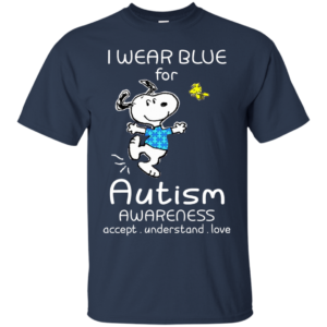 Snoopy – I Wear Blue For Autism Awareness Shirt, Hoodie
