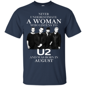 Never Underestimate A Woman Who Listens To U2 And Was Born In August Shirt