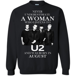 Never Underestimate A Woman Who Listens To U2 And Was Born In August Shirt