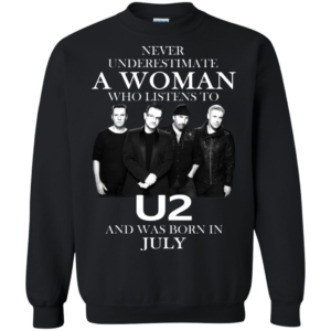 Never Underestimate A Woman Who Listens To U2 And Was Born In July Shirt