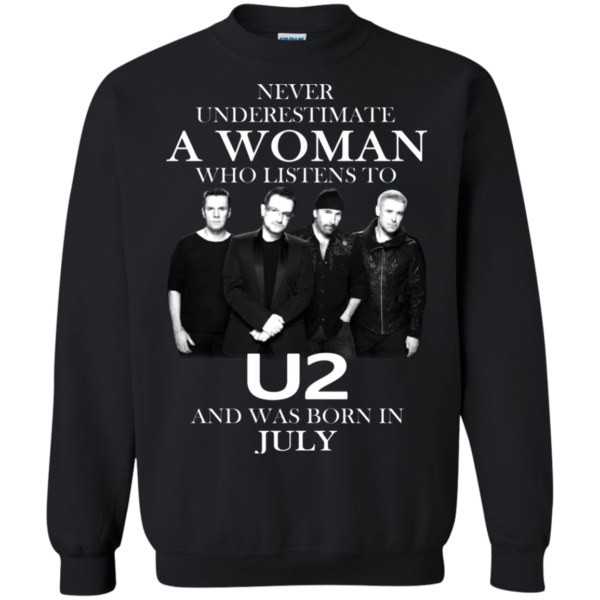 Never Underestimate A Woman Who Listens To U2 And Was Born In July Shirt