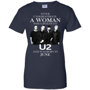 Never Underestimate A Woman Who Listens To U2 And Was Born In June Shirt