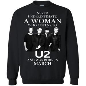 Never Underestimate A Woman Who Listens To U2 And Was Born In March Shirt