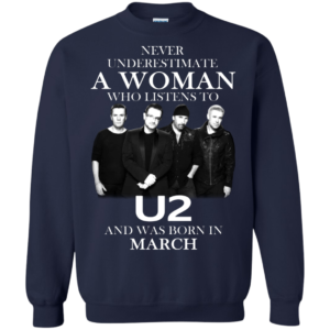Never Underestimate A Woman Who Listens To U2 And Was Born In March Shirt