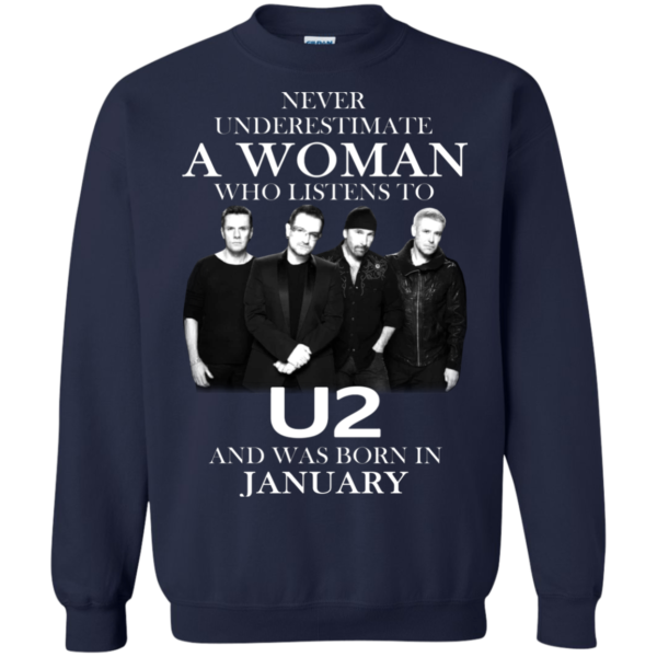Never Underestimate A Woman Who Listens To U2 And Was Born In January Shirt
