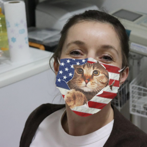 Cat Opened American Flag Cloth Face Mask