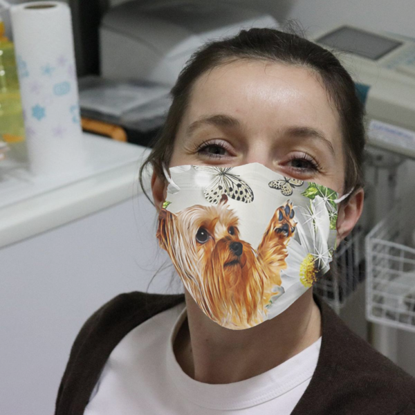 Yorkshire Terrier Daisy And Butterfly Cloth Face Mask