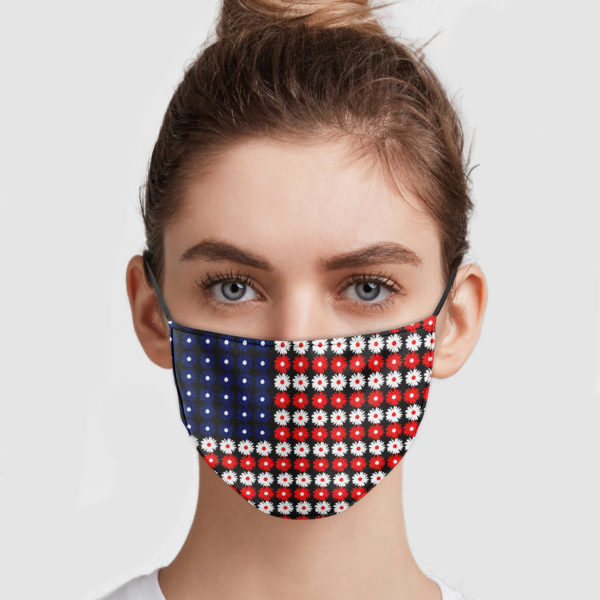 America Flag Daisy Face Mask