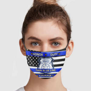Police – Honor Duty Thin Blue Line Courage Face Mask