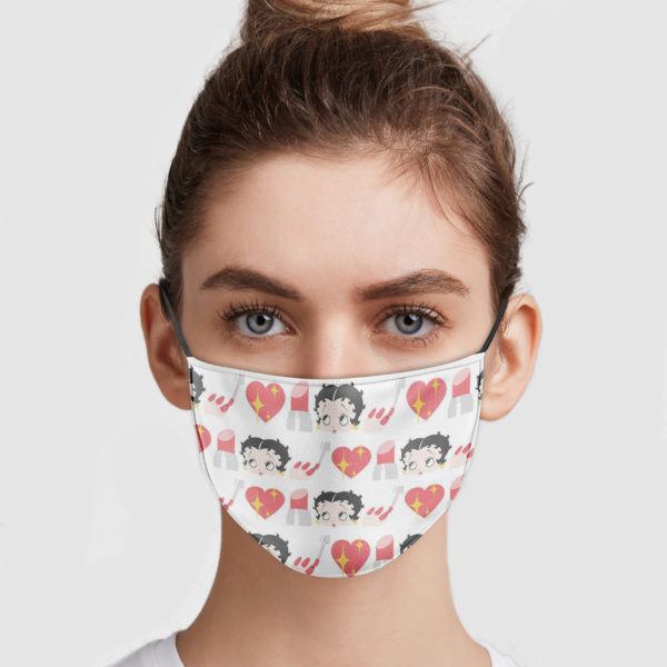Betty Boop Hearts and Lipstick Face Mask