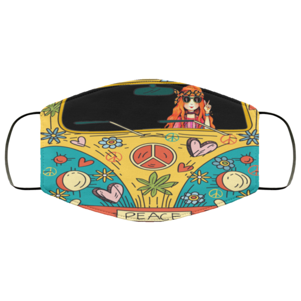 Hippie Girl Peace Car Face Mask