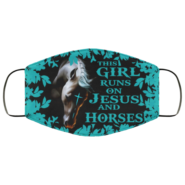 This Girl Runs On Jesus And Horses Face Mask