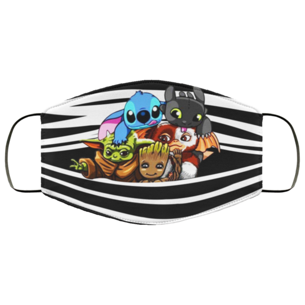 Baby Yoda Groot Stitch Toothless Striped Face Mask