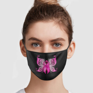 Breast Cancer Awareness Pink Ribbon Butterfly Face Mask