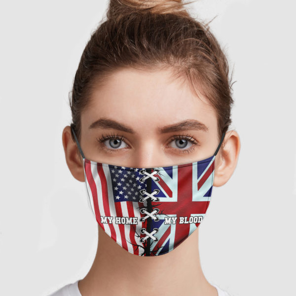 United States Is My Home – United Kingdom Is My Blood Face Mask