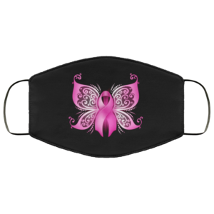 Breast Cancer Awareness Pink Ribbon Butterfly Face Mask