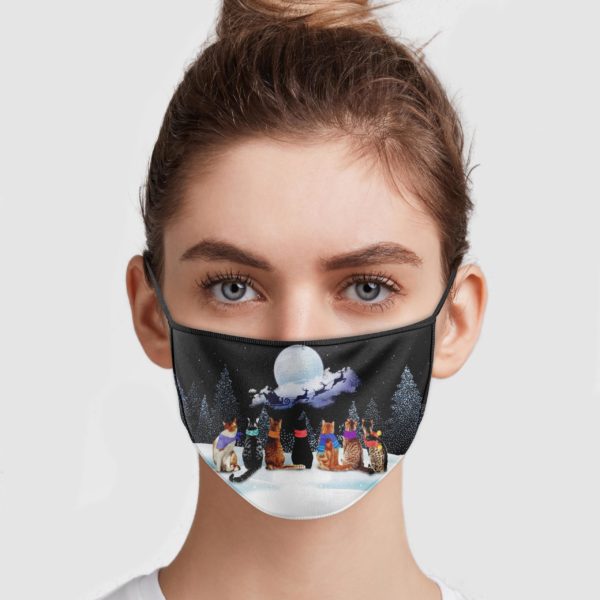 Cats Merry Christmas Face Mask