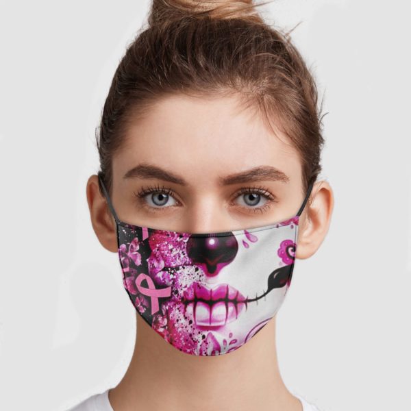 Sugar Skull Breast Cancer Face Mask