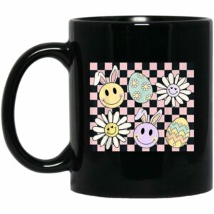 Easter Groovy Bunny Pastel Check Egg Mugs