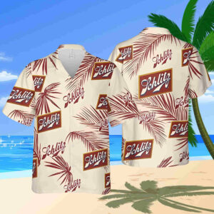 Schlitz Beer Palm Leaves Pattern Hawaiian Shirt