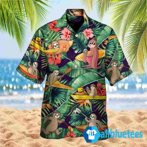 Kayaking Funny Sloth Summer Beach Hawaiian Shirt