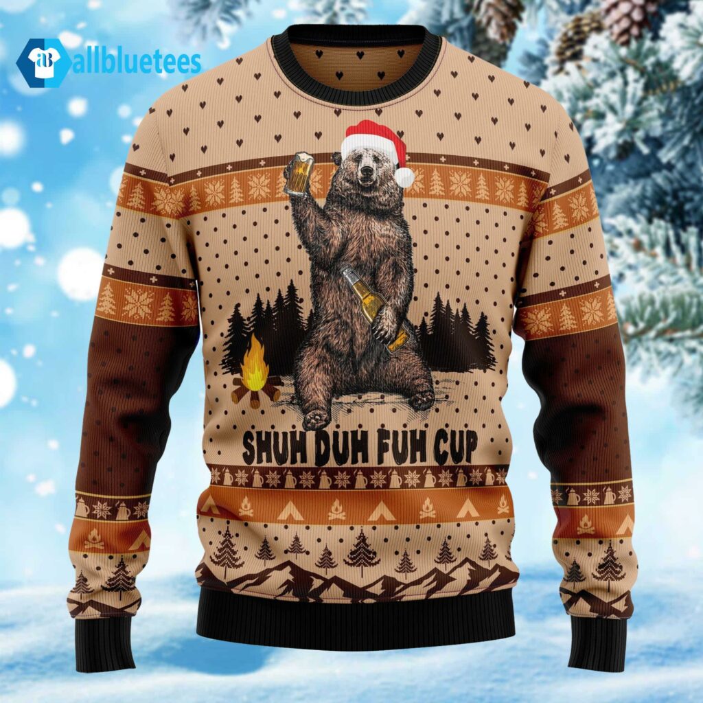 Bear Camping Shuh Duh Fuh Cup Christmas Sweater