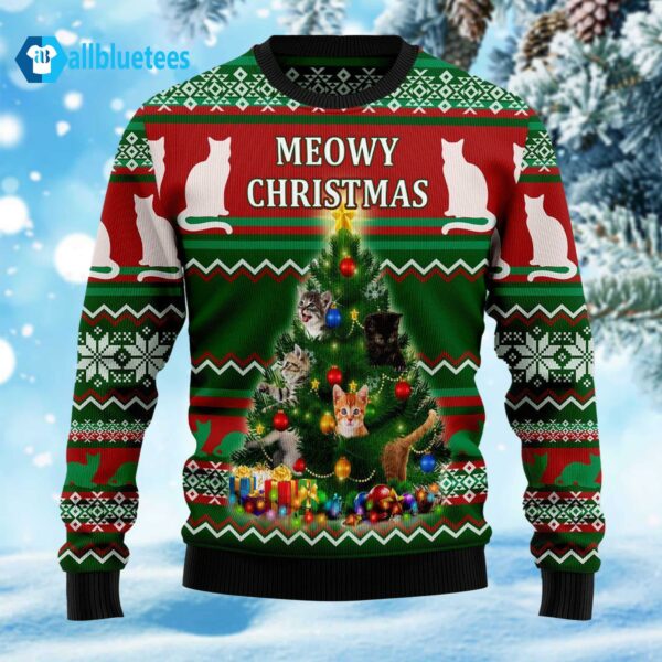 Cat Meowy Christmas Ugly Christmas Sweater