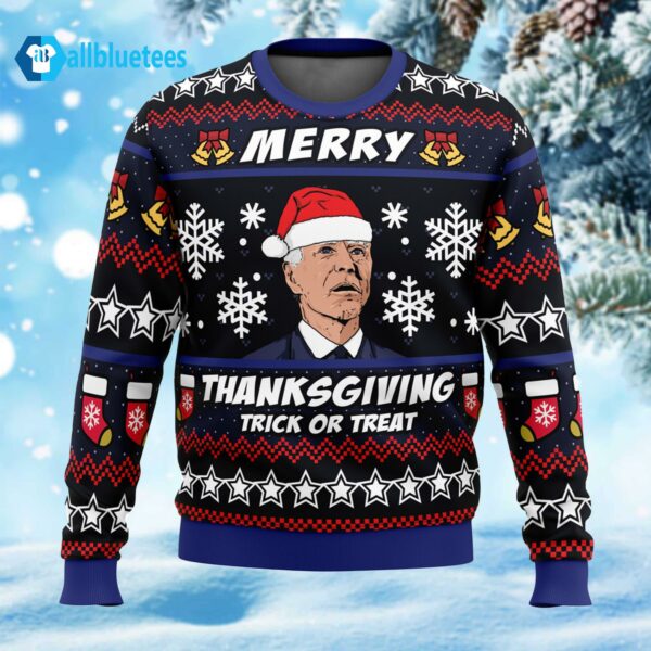 Merry Thanksgiving B-den Ugly Christmas Sweater