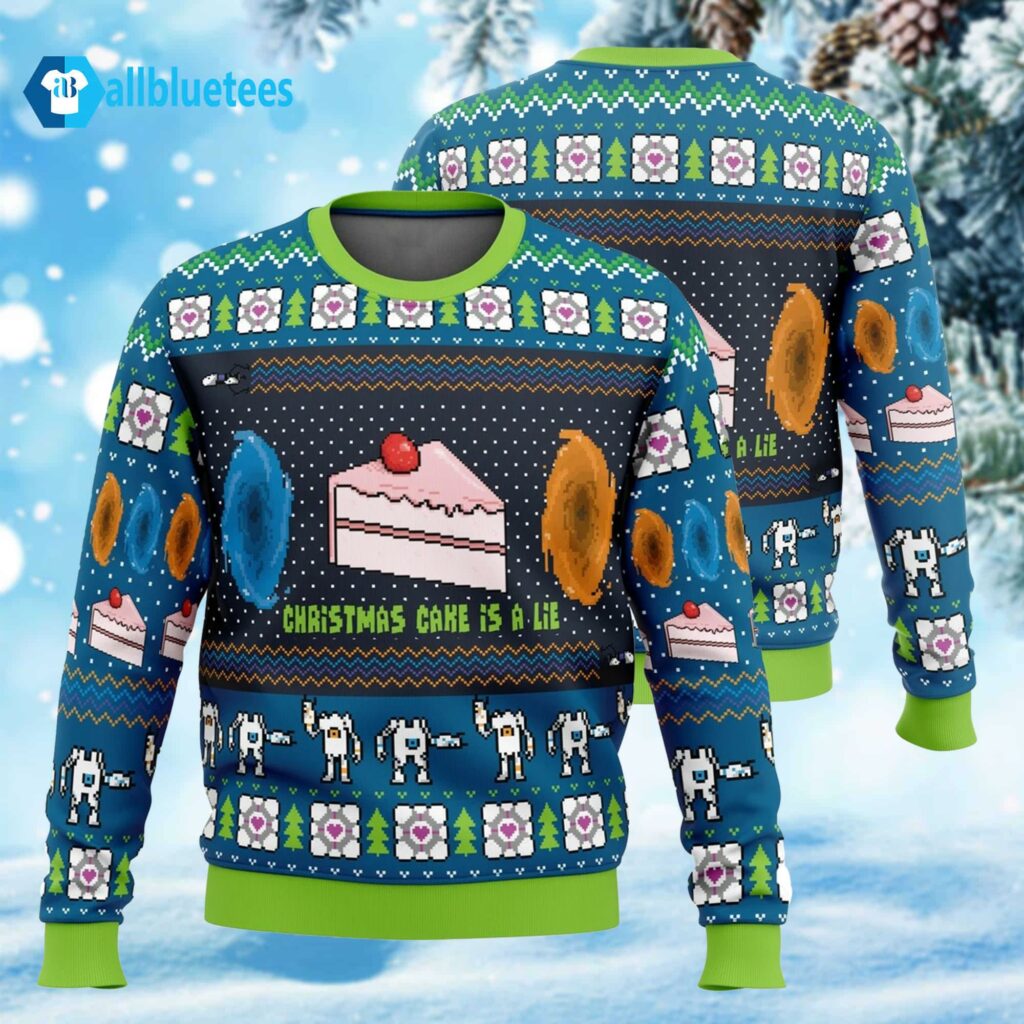 The Christmas Cake Is A Lie Portal 2 Ugly Christmas Sweater