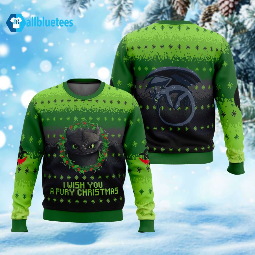 Toothless I Wish You A Fury Christmas Ugly Sweater