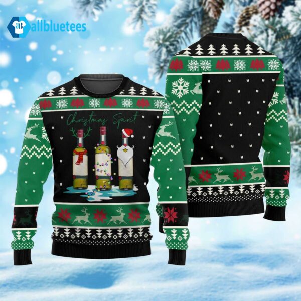Wine Christmas Spirit Drinking Wine Lovers Gift Green Ugly Christmas Sweater