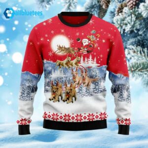 Golden Retriever Santa Claus Reindeer Ugly Christmas Sweater