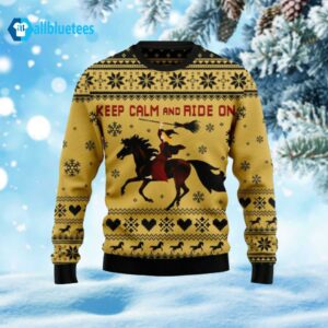 Keep Calm And Ride On Horse Lover Ugly Halloween Sweater