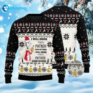 Dr. Seuss I Will Drink Patr’N Here Or There Ugly Christmas Sweater