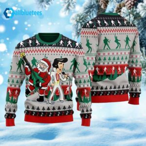 Elvis With Santa Ugly Christmas Sweater