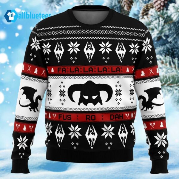 Fa La La Fus Ro Dah Skyrim Christmas Sweater