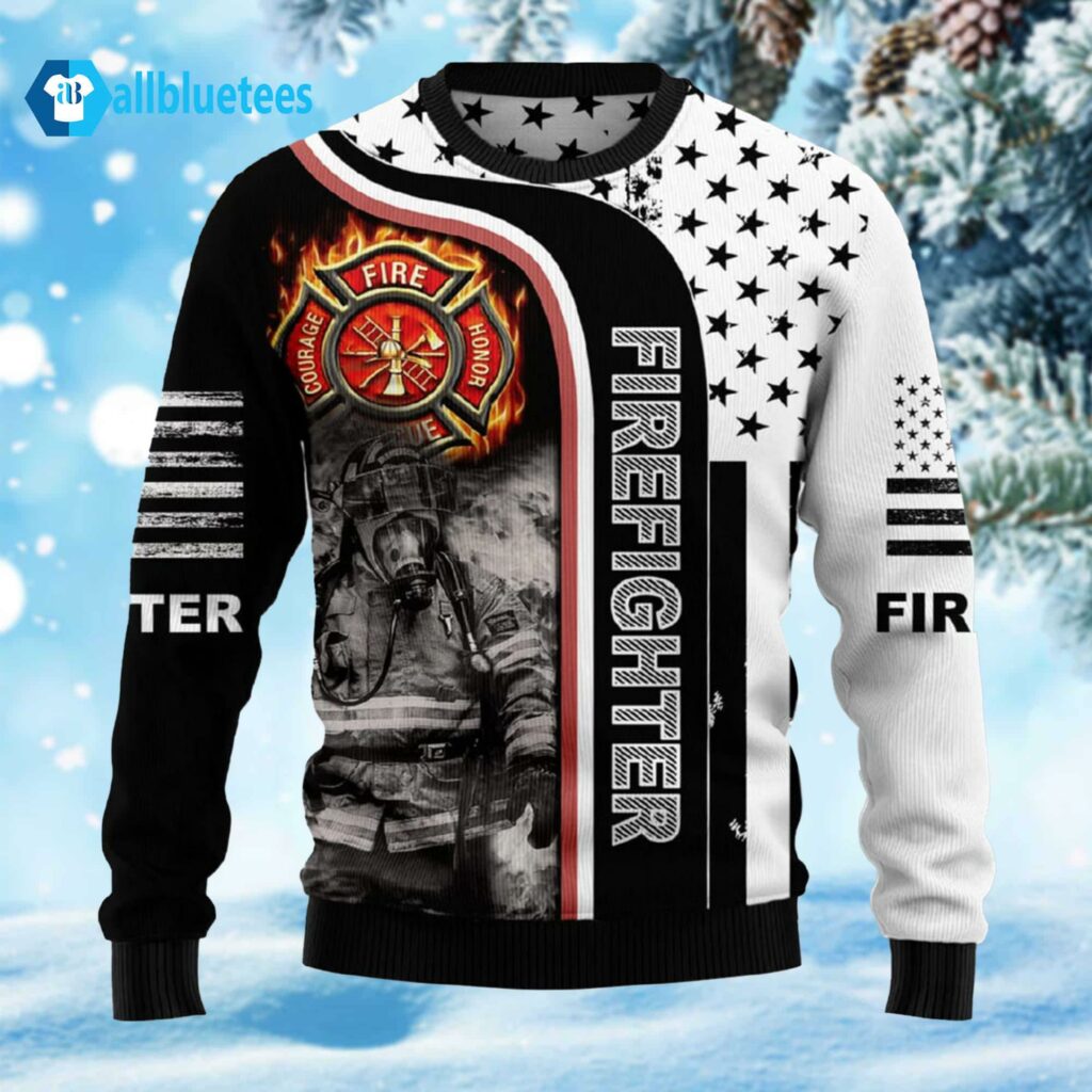 Firefighter Awesome Ugly Christmas Sweater