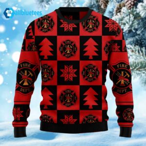 Firefighter Pattern Ugly Christmas Sweater
