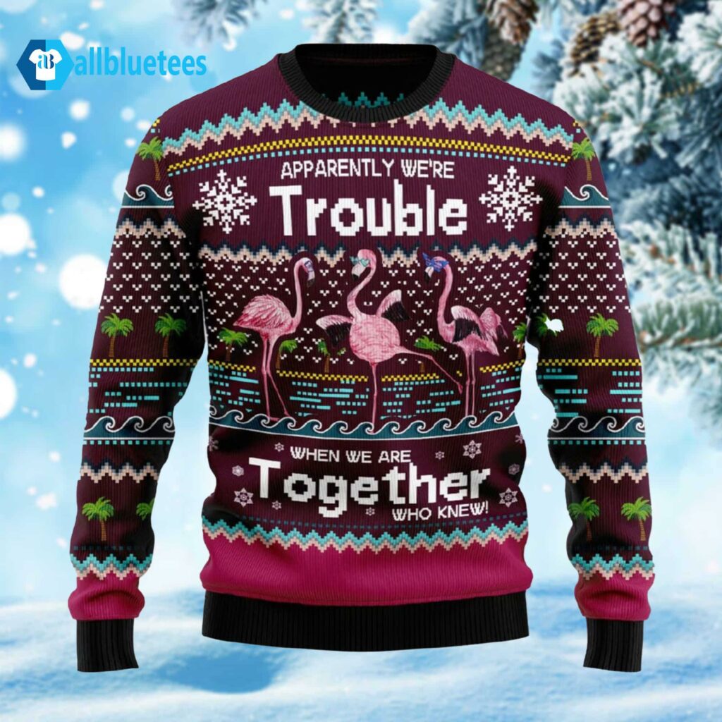 Flamingo Trouble Ugly Christmas Sweater