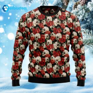 Floral Skull Ugly Christmas Sweater