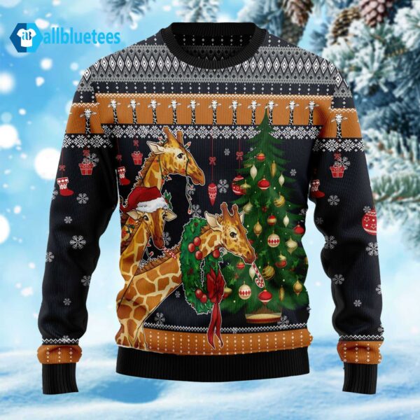 Giraffe Love Christmas Ugly Christmas Sweater