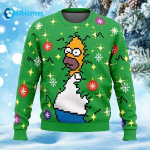 Homer Simpson Backs Into The Bushes Ugly Christmas Sweater