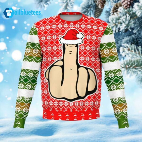 Middle Finger Offensive Ugly Christmas Sweater