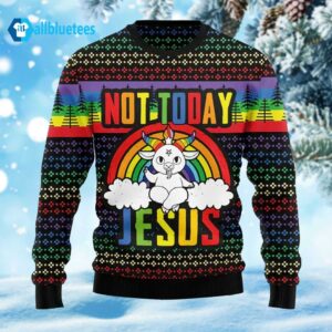 Not Today Jesus Ugly Christmas Sweater