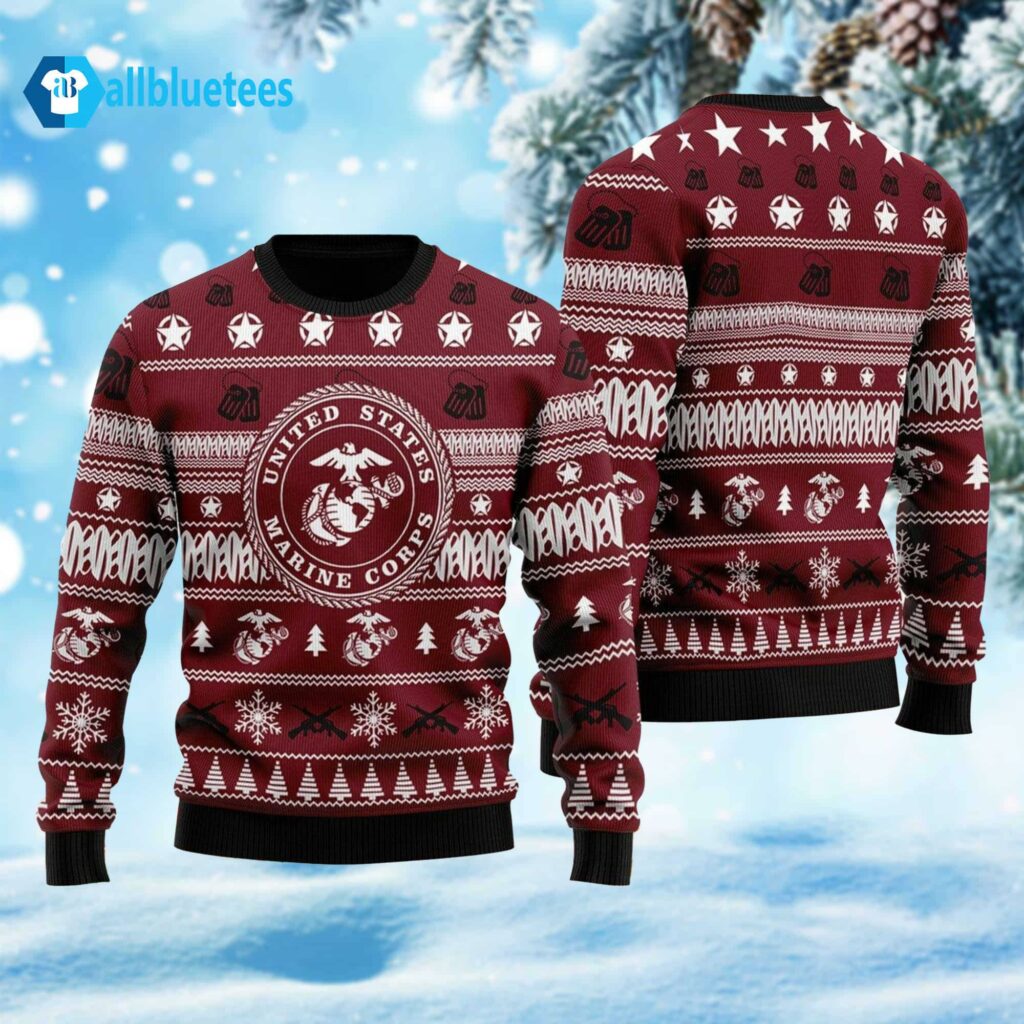 US Marine Corps Red Ugly Christmas Sweater