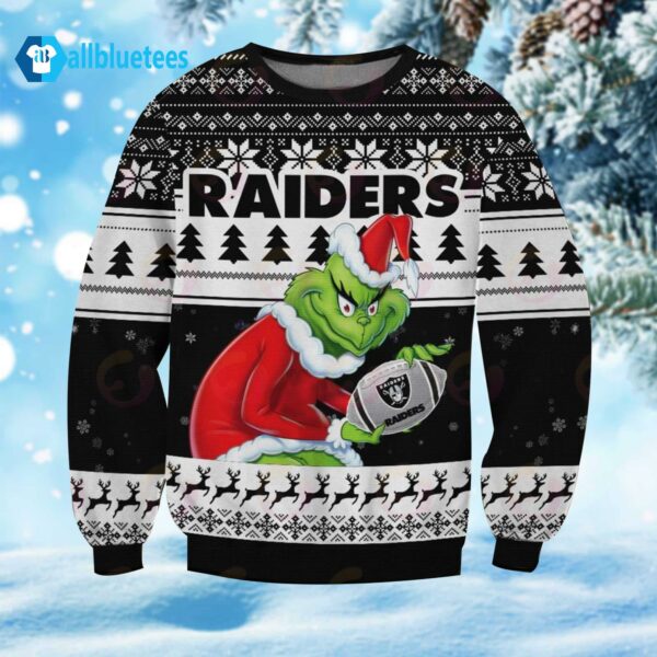 Vegas Raiders Grinch Christmas Ugly Sweater