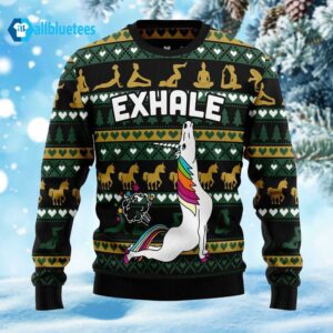 Yoga Unicorn Exhale Ugly Christmas Sweater