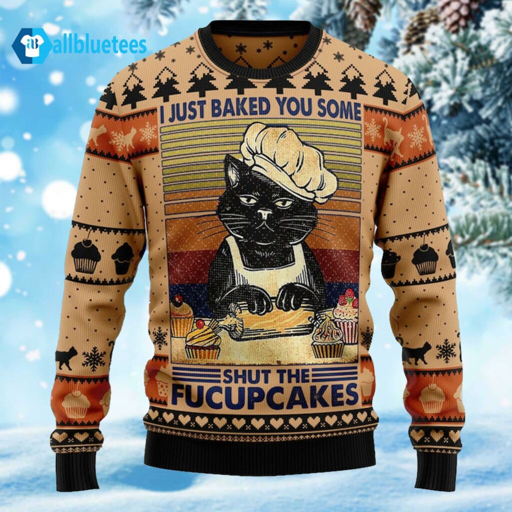 Black Cat Shut The Fucupcakes Ugly Sweater