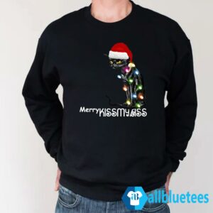 Retro Christmas Cat Merry Kissmyass Sweatshirt